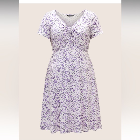 NWT Ditsy Floral Elastic Waist Knot Drawstring Dress - Picture 7 of 10